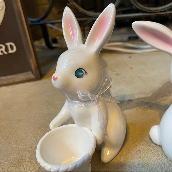 Easter and Spring White Ceramic Bunny Decor Set of Two - Picture 6 of 7